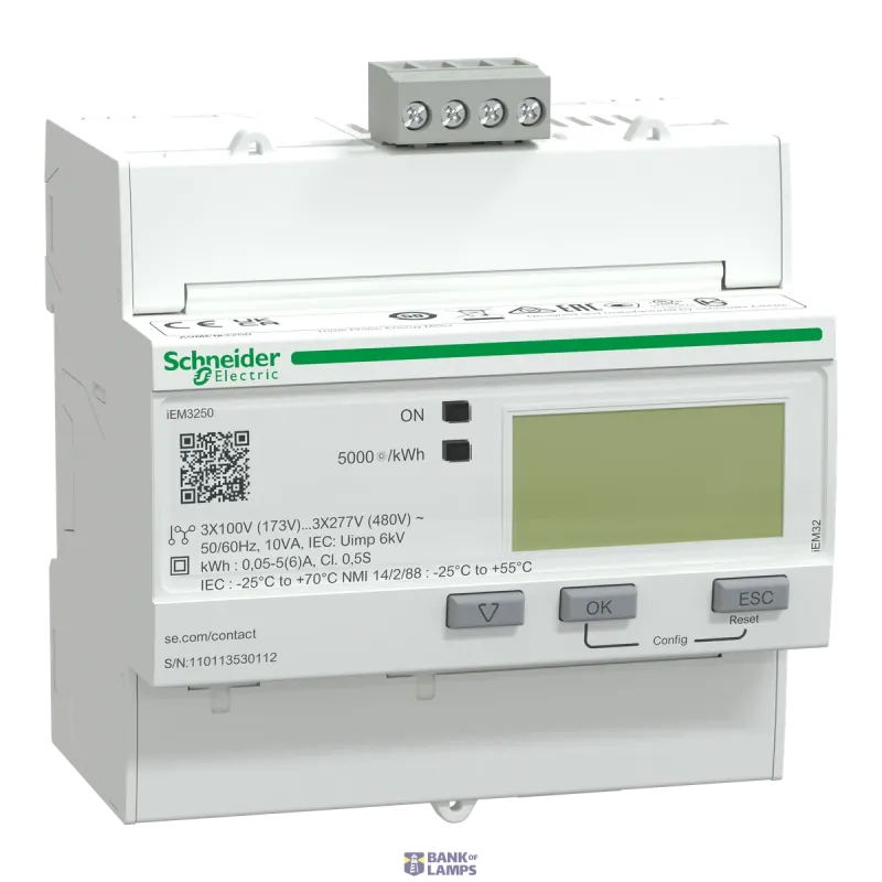 Schneider Electric Energy Meter Acti9 Energy Meters iEM3000 iEM3250, 3P, 5 A A9MEM3250