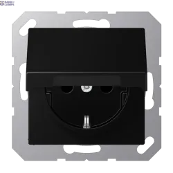Jung A1520BFKIKLSWM — SCHUKO rozete A, 16 A, 250 V, Safety Plus, Hinged Lid, Thermoplastic Lacquered, Matt Graphite Black, Screwless Terminals for Rigid and Flexible Wires Jung A1520BFKIKLSWM — SCHUKO rozete A, 16 A, 250 V, Safety Plus, Hinged Lid, Thermoplastic Lacquered, Matt Graphite Black, Screwless Terminals for Rigid and Flexible Wires