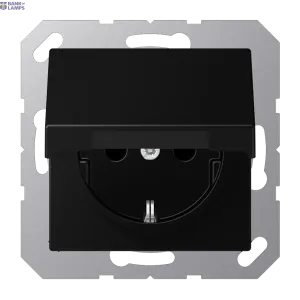Jung A1520BFKIKLSWM — SCHUKO rozete A, 16 A, 250 V, Safety Plus, Hinged Lid, Thermoplastic Lacquered, Matt Graphite Black, Screwless Terminals for Rigid and Flexible Wires
