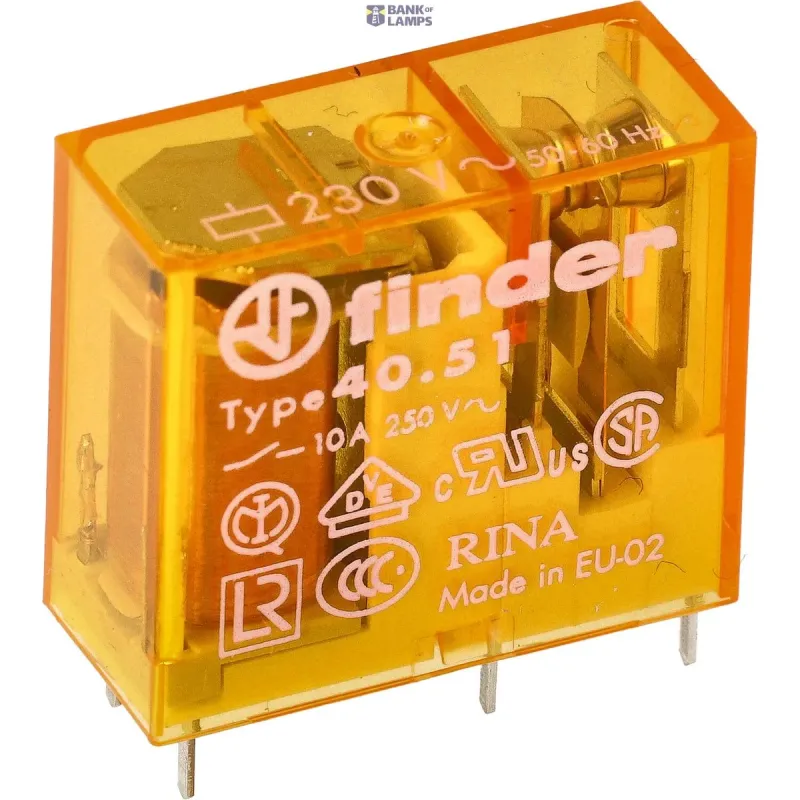 FINDER PCB/Plug-in Rel. 5mm.pinning 1CO 10A/230VAC/Agni 405182300000