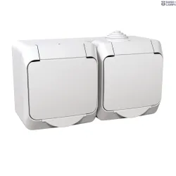Schneider Electric WDE000523 — Socket Outlet Cedar Plus, 16A, White, Double -Outlet Sidee, Shutters
