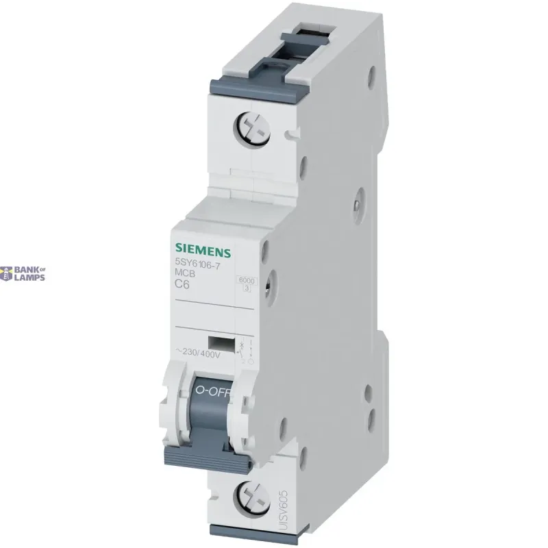 Siemens Miniature circuit breaker 230/400 V 6 kA, 1-pole, C, 6 A 5SY6106-7