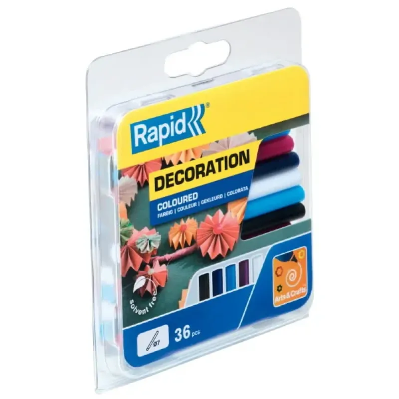 Rapid Glue sticks 7x94mm, 5 colors, 125g, Rapid 5001363