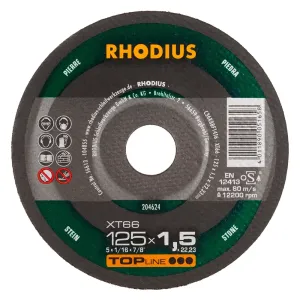 Griešanas disks XT66, 125x1,5x22,23 mm, RHODIUS Griešanas disks XT66, 125x1,5x22,23 mm, RHODIUS
