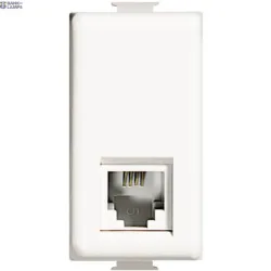 BTicino AM5958/11N — RJ11 Telephone Connector IP20, White, Modular device for domestic switching devices, Straight, RAL 9001