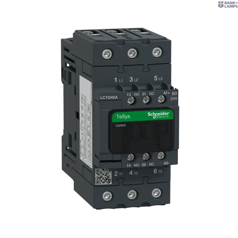 Schneider Electric Contactor TeSys Deca, 3P, 40 A, 440 V, 3NO, IP20, 24 V DC LC1D40ABD