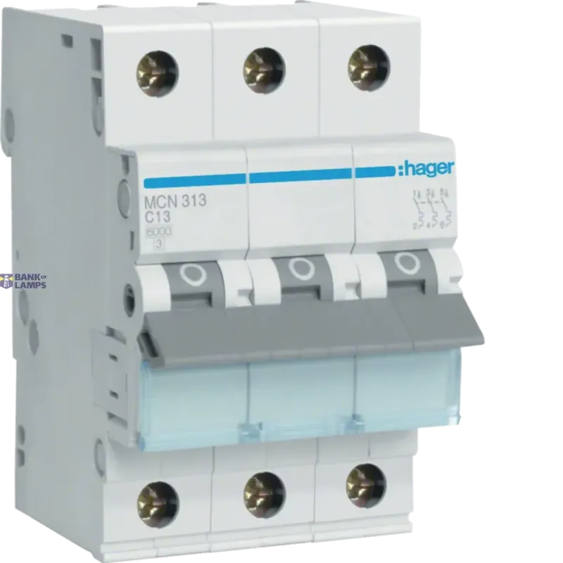 Hager Circuit Breaker 3P, 6 kA C-13 A, 3M MCN313