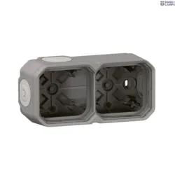Legrand 069672L — 2-gang Surface Box with 4 Membrane Glands (3 X Plexo IP55, 3 x 1, 1 x 2, vertical, horizontal, Grey