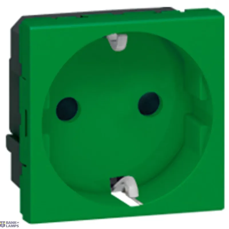 Legrand Socket Outlet Mosaic Standard, 2P+E, 2 mod, Green, 16A 077216