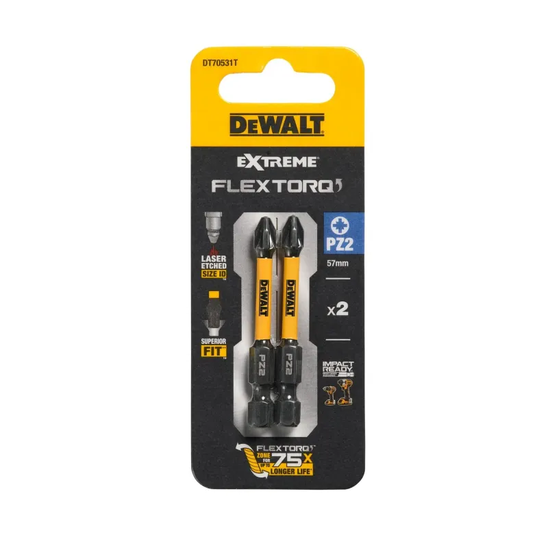 DeWalt FLEXTORQ skrūvgriežu uzgaļi PZ2, 57 mm, DeWALT, 2 gab. 26-5-DT70531T