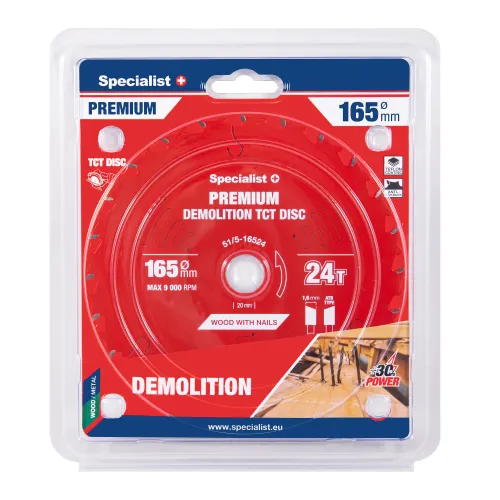 Specialist+ Griešanas disks 165x24Tx20mm, Demolition PREMIUM 51-5-16524