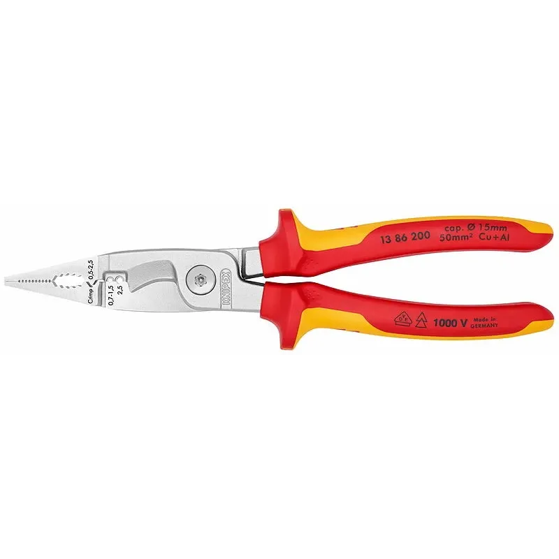 Knipex Elektroinstalāciju knaibles VDE 200 mm, Knipex 1386200