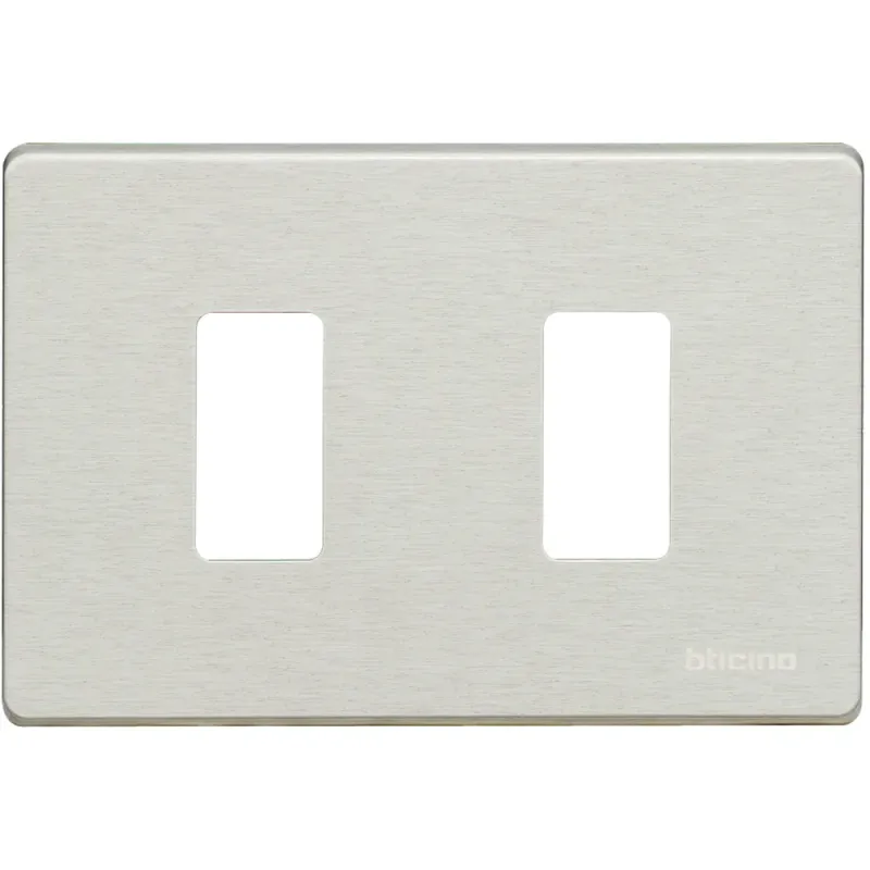 BTicino Cover Plate Magic 2 Modules, IP20, Grey, 118×80×7mm 503-2-X
