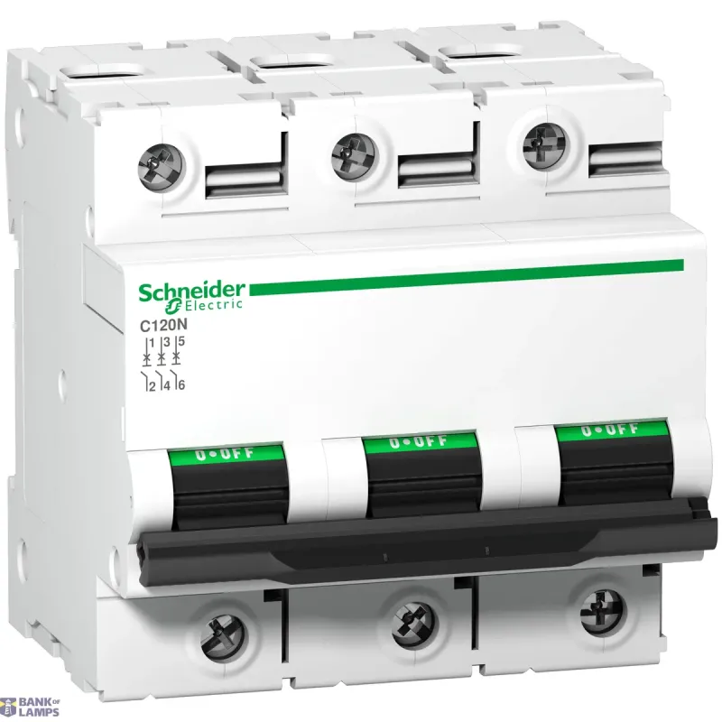 Schneider Electric Miniature Circuit Breaker Acti9 C120N, 3P, 100 A, C Curve A9N18367