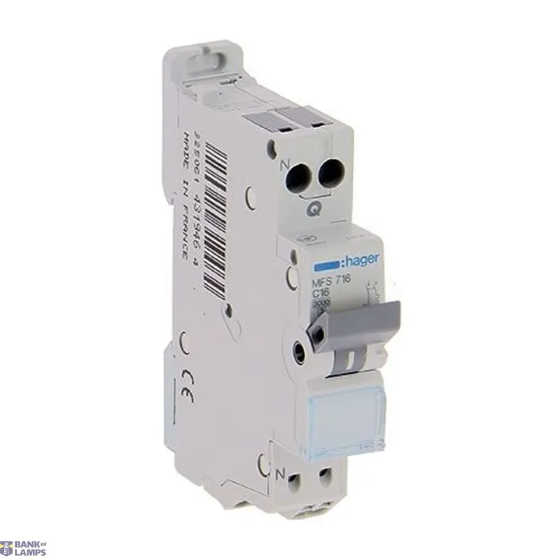 Hager Miniature Circuit Breaker 1P+N, 3 kA C-16 A QC, 1M MFS716