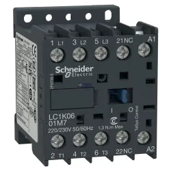 Schneider Electric LC1K0601D7 — Contactor TeSys K LC1K, 3P, 6 A, 440 V, 1NC, IP2X Schneider Electric LC1K0601D7 — Contactor TeSys K LC1K, 3P, 6 A, 440 V, 1NC, IP2X