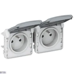 Legrand 069562 — Socket Outlet Plexo IP55 2-Gang Horizontal, Grey, 2P+T