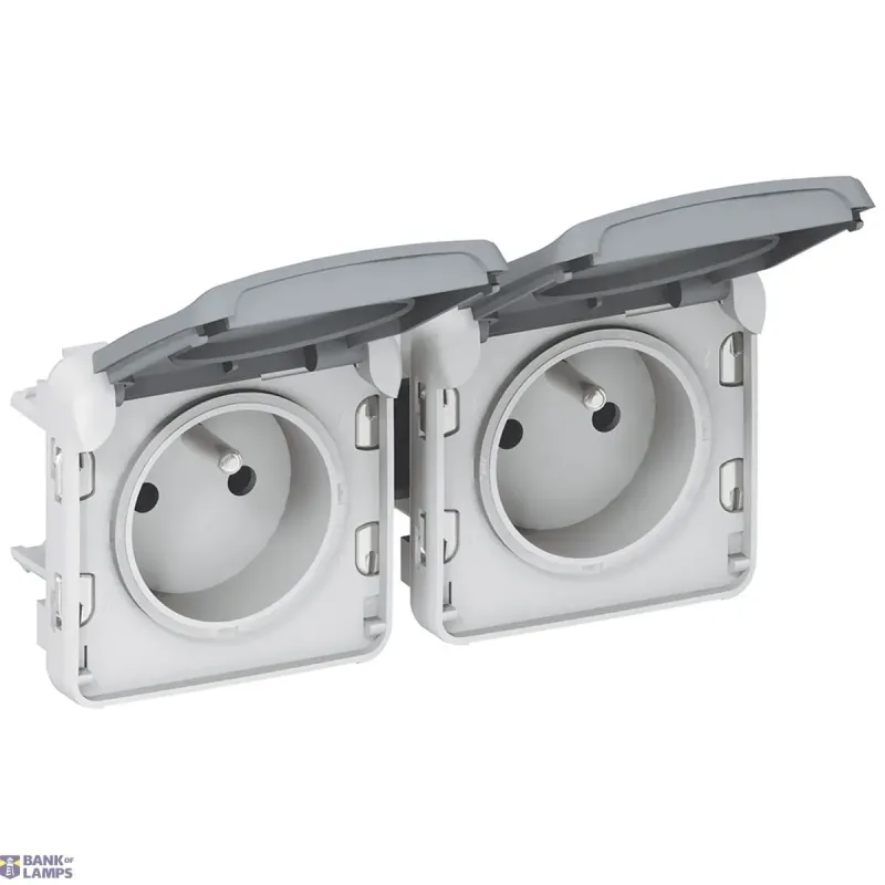 Legrand Socket Outlet Plexo IP55 2-Gang Horizontal, Grey, 2P+T 069562