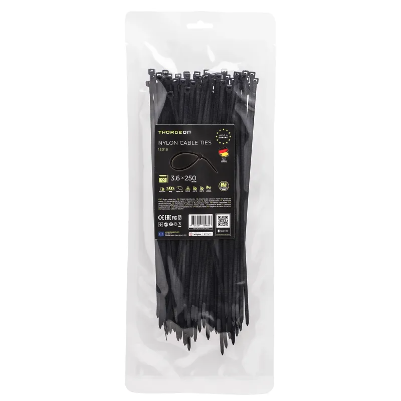 THORGEON Ties 3.6x250 Black (100 pcs) 15018