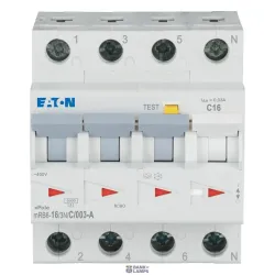 EATON 120660 — mRB6-16/3N/C/003-A RCD/MCB combination, 16 A, 30 mA, MCB trip characteristic: C, 3p+N, RCD trip characteristic: A EATON 120660 — mRB6-16/3N/C/003-A RCD/MCB combination, 16 A, 30 mA, MCB trip characteristic: C, 3p+N, RCD trip characteristic: A