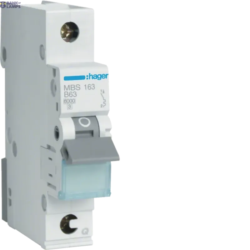 Hager Miniature Circuit Breaker 1P, 6 kA B-63 A Quick Connect, 1M MBS163