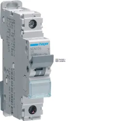 Hager NDN106 — автоматический выключатель 1P, 6 A D-Curve, 10 kA, 1M