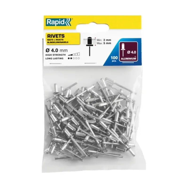 Rapid Standarta kniedes Al 4,0x8mm, 100 gab., Rapid 5000378