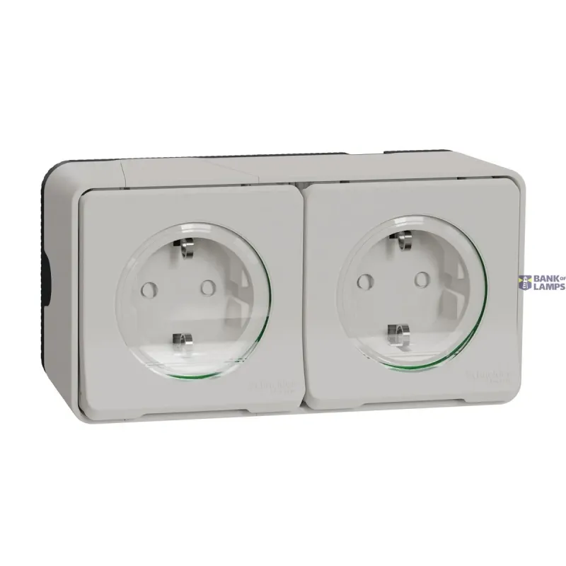 Schneider Electric Double Socket Outlet Mureva Styl, 2P+E, 16 A, 250 V, IP55 MUR39035