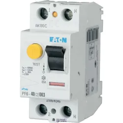 EATON 286496 — PF6-40/2/003 Residual current circuit breaker (RCCB), 40A, 2 p, 30mA, type AC EATON 286496 — PF6-40/2/003 Residual current circuit breaker (RCCB), 40A, 2 p, 30mA, type AC