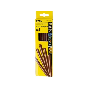 Karstās līmes nūjiņas 11,2 mm x 200 mm, brūnas, 5 gab. Karstās līmes nūjiņas 11,2 mm x 200 mm, brūnas, 5 gab.
