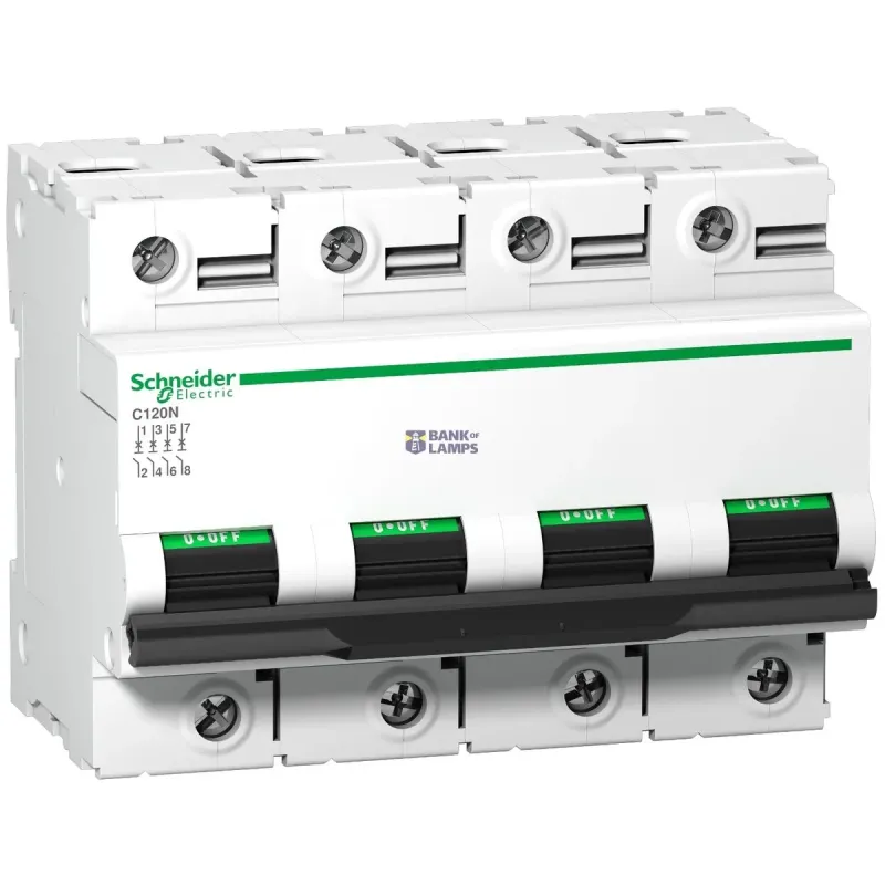 Schneider Electric Miniature Circuit Breaker Acti9 C120N, 4P, 80 A, C Curve A9N18372