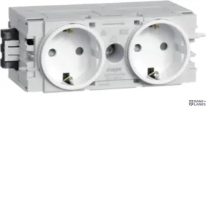 Hager GS20009016 — Socket Outlet 2-gang Wago C-mount traffic white Hager GS20009016 — Socket Outlet 2-gang Wago C-mount traffic white