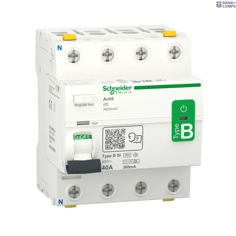 Schneider Electric Residual Current Circuit Breaker Acti9 iID, 4P, 40 A, 400 V A9Z64440