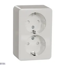 Schneider Electric WDE015596 — rozete Outlet Surface-Mounted double, White, Exx Surf double Earth Screwless