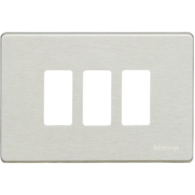 BTicino Cover Plate Magic 3 Modules, IP20, Grey, 118×80×7mm 503-3-X