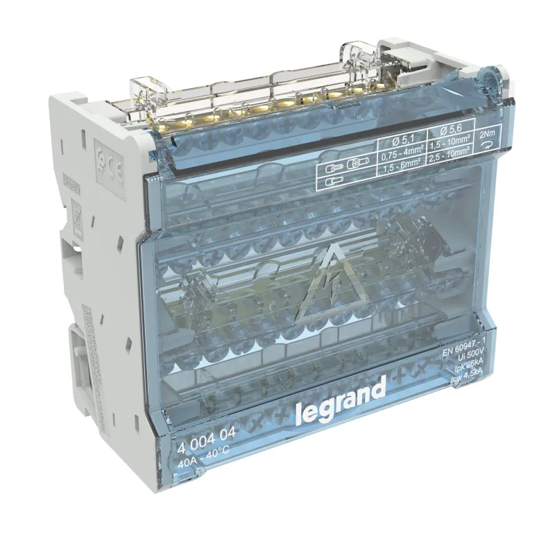 Legrand Distribution Block XL3 DISTRIBUTION SYSTEMS 40A, 4P, 6M, W 400404