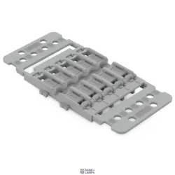 WAGO 221-2515 — Mounting Carrier with Strain Relief 5-Way, For Inline savienojuma klemme with Lever, With Snap-In Mounting Foot, Gray