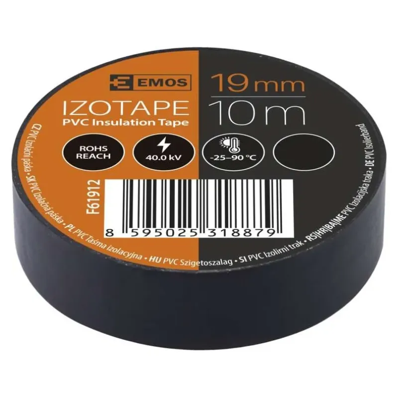 EMOS ElektroIzolējoša lente PVC 0.13x19mm (10m), melns F61912