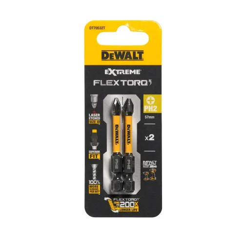 DeWalt FLEXTORQ skrūvgriežu uzgaļi PH2, 57 mm, DeWALT, 2 gab. 26-5-DT70532T