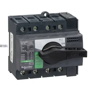 Schneider Electric 28903 — slēdzis Disconnector ComPact INS, 4P, 63 A, 500 V AC, IP40, Black Schneider Electric 28903 — slēdzis Disconnector ComPact INS, 4P, 63 A, 500 V AC, IP40, Black