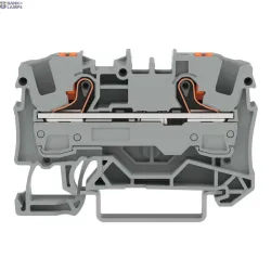 WAGO 2206-1201 — Through Terminal Block 2-Conductor, 6 mm², With Push-Button, Gray