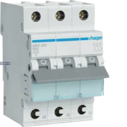 Hager MBS350 — автоматический выключатель 3P, 6 kA B-50 A Quick Connect, 3M