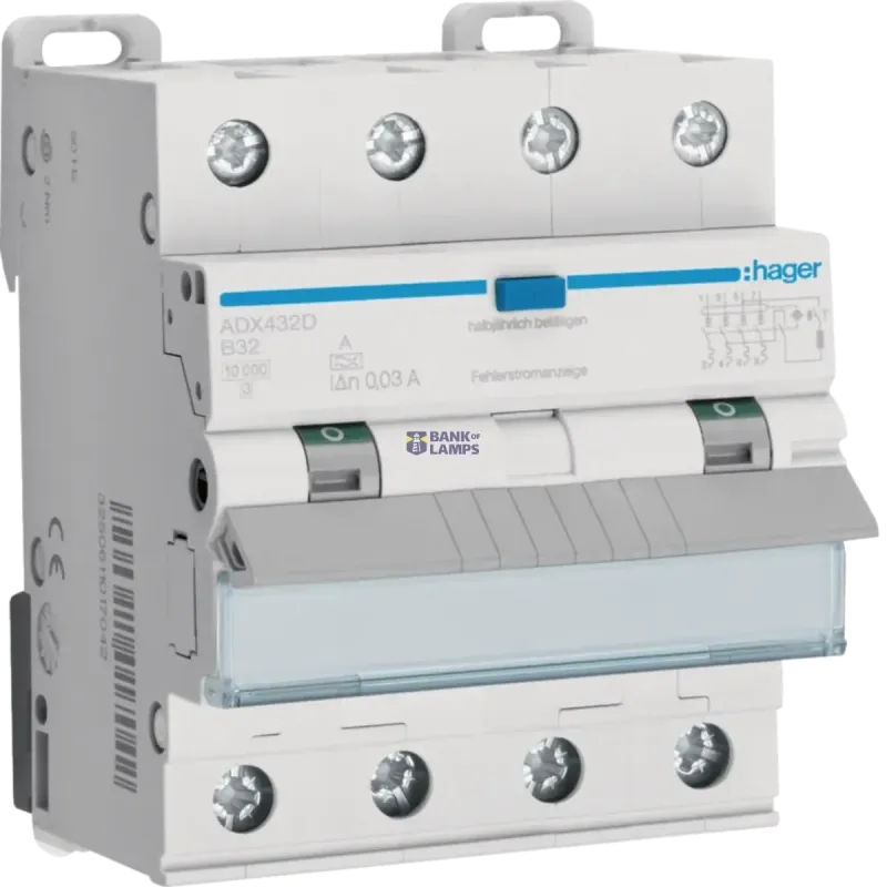Hager Residual Current Circuit Breaker with Overcurrent ADX432D