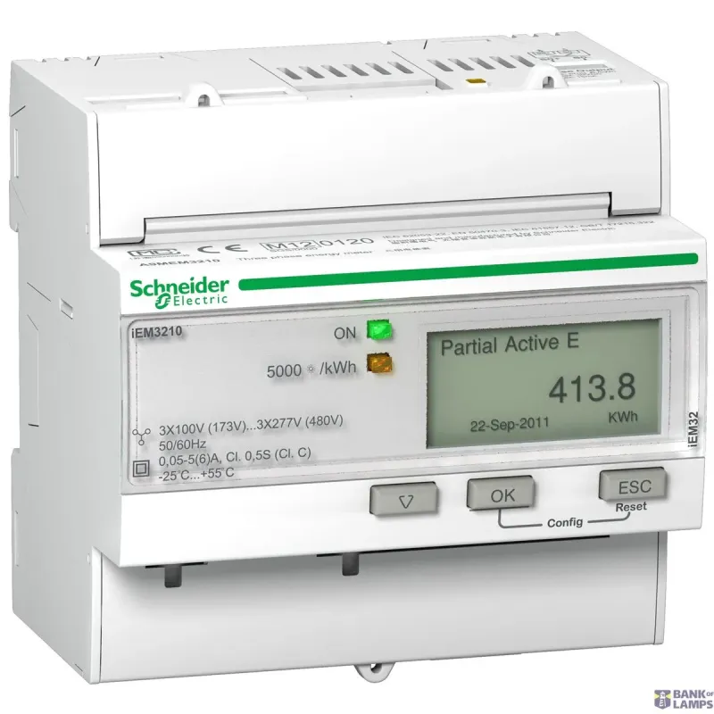 Schneider Electric Energy Meter Acti9 Energy Meters iEM3000 iEM3210, 3P, 5 A A9MEM3210