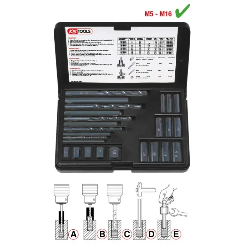 KS Tools Bojātu skrūvju izņēmēja komplekts M5-M16, 25 gab., KS Tools 150-1305