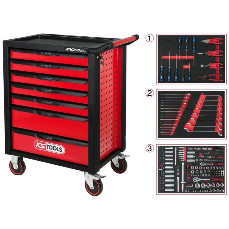 Instrumentu ratiņi RACINGline, 7 atvilktnes+ instr