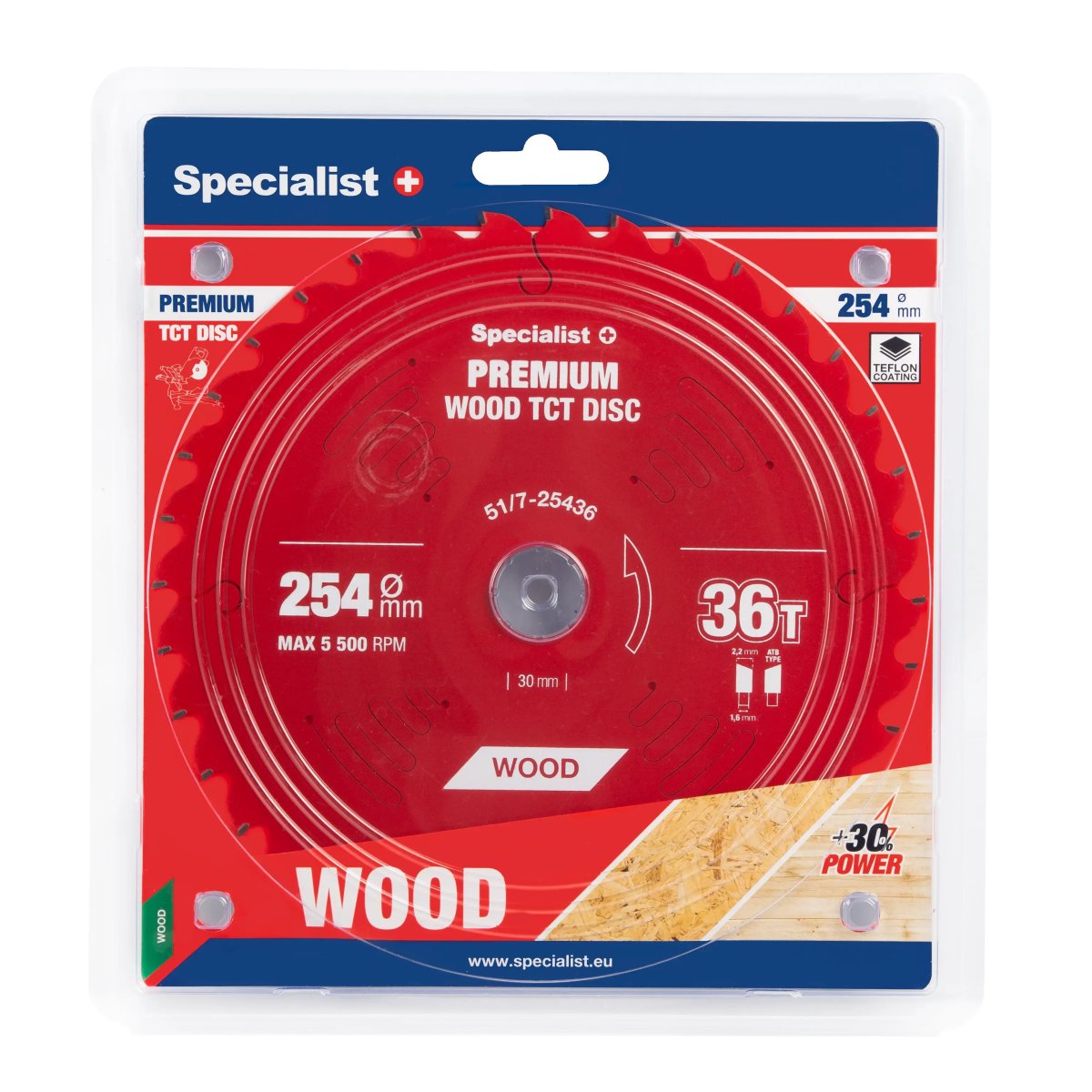 Griešanas disks 254x36Tx30mm, Wood PREMIUM, SPECIALIST+