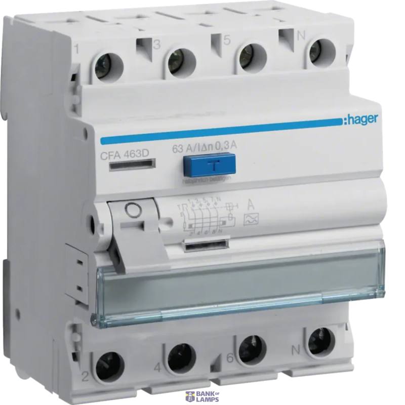 Hager CFA463D — Differential slēdzis 4P