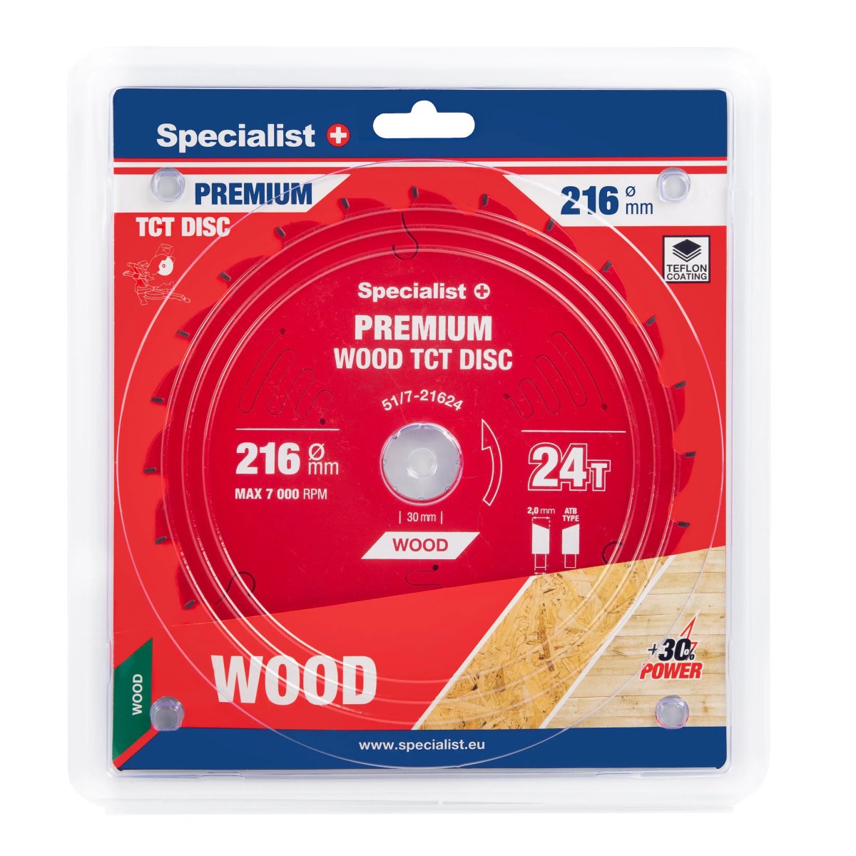 Griešanas disks 216x24Tx30mm, Wood PREMIUM, SPECIALIST+
