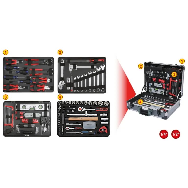 Universālais instrumentu komplekts 1/4"+1/2", 127
